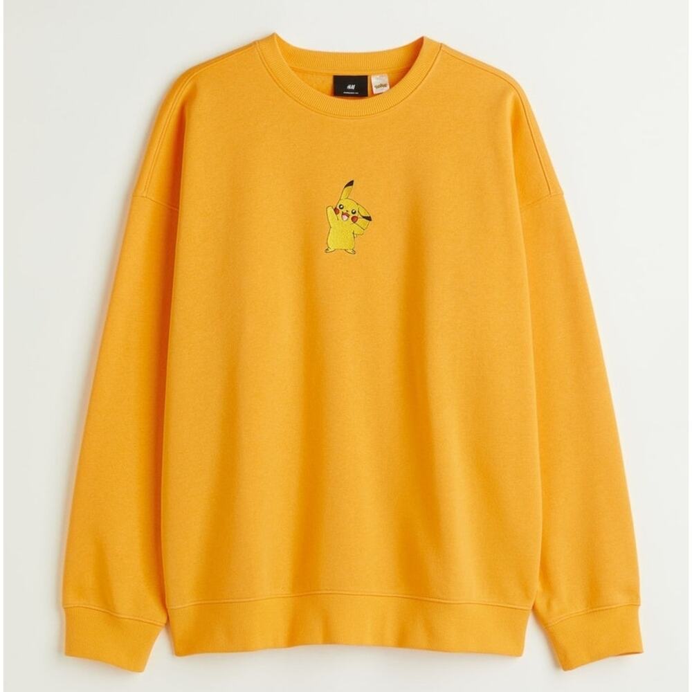 Pikachu Pokémon X H&M Oversized Bright Yellow Unisex Sweatshirt, Size Large, EUC